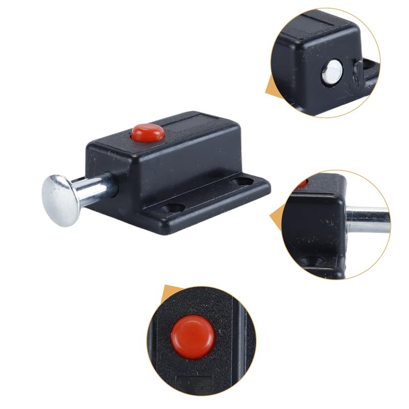 Durlo 4 pcs Black Plastic Door Latch with Push Button