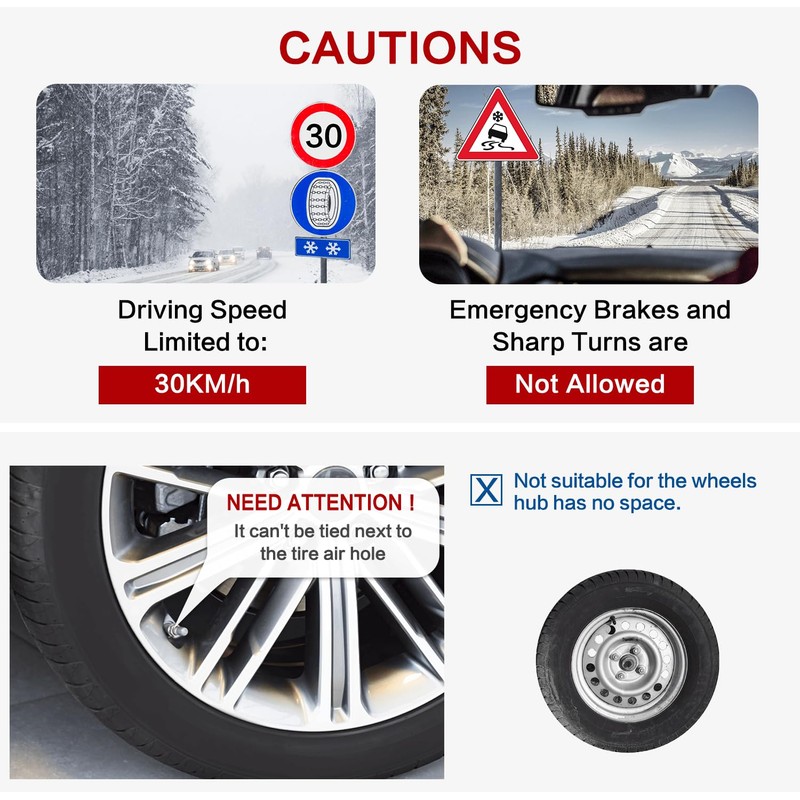 AutoChoice Emergency Snow Chains, Tire Chains with Thickened Manganese Steel