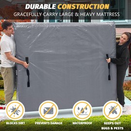 Mattress Bags for Moving and Storage, BETU Waterproof Mattress Protector Mattress Cover California King with 8 Heavy Duty Handles & Zipper Extra Thick Moving Supplies for Bed (86x75x13.5 Grey)