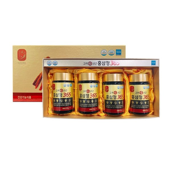 Hansamsu Korean 6-year-old red ginseng extract 365 (240g x 4 bottles) x 1 red ginseng concentrate / 한삼수 고려6년근 홍삼정 365 (240gx4병)x1 홍삼 농축