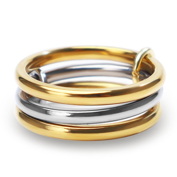 14K Gold Plated Interlocked Stackable Rings for Women,Statement Multi Ring