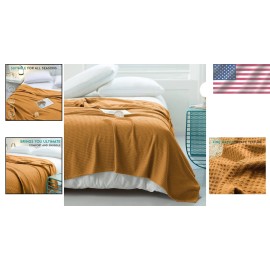Lightweight Bamboo Waffle Blanket 108x90 - Elegant Cool Touch for All Seasons