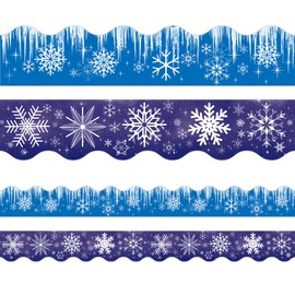 Snowflakes Bulletin Board Border 49.2ft Winter Die Cut Border Trim Christmas Winter Classroom Decoration