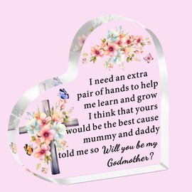 SDOFY Will You Be My Godmother Acrylic Plaque Godmother Gifts Godmother Asking Gifts from Goddaughter Godson Godmother Gift Birthday Christmas Presents