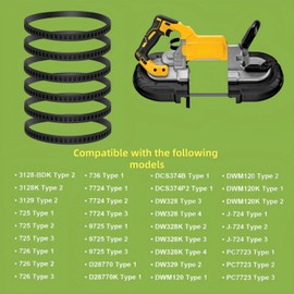 6 Pack 650721-00 Bandsaw Rubber Tires Replacement for DeWalt DWM120, DCS374, DW328K, A02807, Fits Porter Cable and Milwaukee Band Saws, 6" x 1/2" Heavy-Duty Rubber Wheels