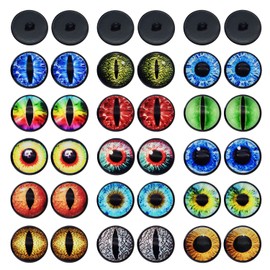 JJGQAZ 12 Pairs 6MM-30MM Sew On Eyes for Plush Animals Doll Toys Puppet, Round Glass Eyes Domed Buttons for DIY Jewelry Making (8MM)