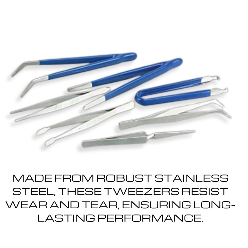 Invero 7 Piece Stainless Steel Precision Tweezer Set - Includes