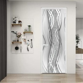 3D Wall Sticker, Modern Art Vintage Wooden Door Wallpaper - Stick and Peel Vinyl Door Covers Decorative Mural Decals for Home Decor, 30.3" x 78.7" (77x200cm)(F606)