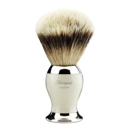Haryali London Brass Handle Shaving Brush Silver Tip Badger Hair with Chrome Base HARYALI