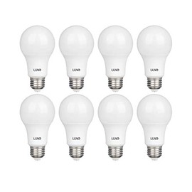 LUNO A19 Non-Dimmable LED Bulb, 9.0W (60W Equivalent), 800 Lumens, 4000K (Neutral White), Medium Base (E26), UL Certified (8-Pack)