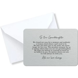 To Our Granddaughter Sentimental Poem Silver Metal Wallet Card (No Heart Cut Out)
