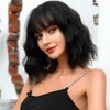 iAelev Black Wig With Bangs Bob Synthetic Curly Wigs Natural
