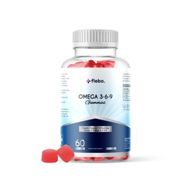 Flebo Vegan Omega 3 Gummies | 1 Month Supply| Supports Heart,Brain & Eye Health | Chewable Omega 3 6 9 I Natural Peach Flavour | 60 Two-a-Day Vegan Vitamin Gummies | Tasty Alternative to Fish Oil