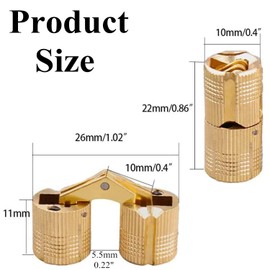 4 Pcs Hidden Brass Barrel Hinges, Concealed Box Invisible Furniture Hinges 180 Degree Opening Angle for DIY Jewelry Box Hand Craft (Gold, 10mm)