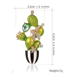 CVNRCLP Cactus Crystal Rhinestone Brooch - Stylish Lapel Pin & Backpack Badge for Men and Women - Unique Hat & Bag Decoration Accessory
