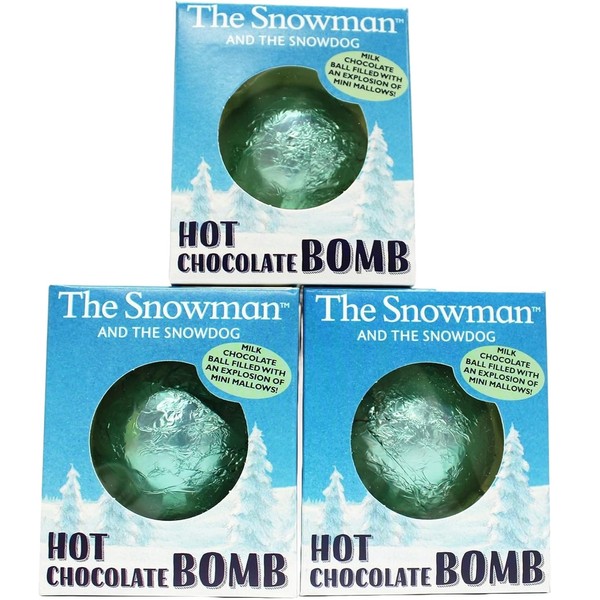 3 Pack Snowman Drinking Hot Chocolate Gift Set - Delicious Milk Hot Chocolate Bombs with Marshmallows - Xmas Eve Box Stocking Fillers
