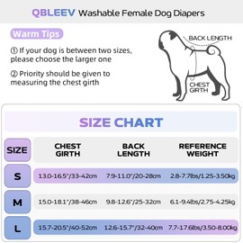 QBLEEV Dog Diapers Female Washable Sanitary Pantie with Adjustable Suspender, Reusable Doggie Period Panties, Pet Underwear Diaper Jumpsuits for Male Dogs in Heat, Puppy Diapers for French Bulldog M