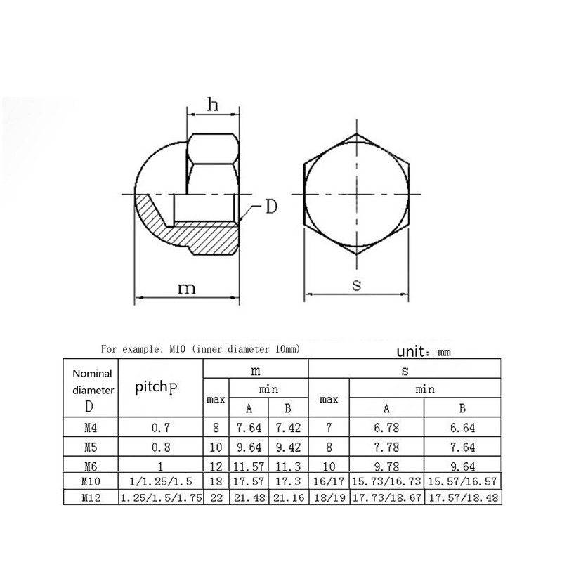 Yesmin 12 Pcs M8 Dome Nut,304 Stainless Steel,For Industry,Power,Hardware,Equipment,Etc