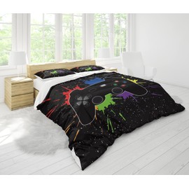 SHUAIG Children's Gamepad Bed Linen Set, Boys' Gamepad Bedding Set, 3D Effect Gamepad Print, Microfibre Duvet Cover and Pillowcase 50 x 75 cm (Colour, 200 x 200 cm)