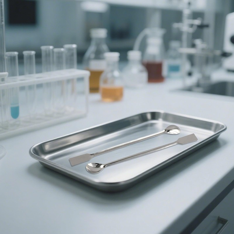 7.9in Stainless Steel Lab Spatula - Double-Ended Laboratory Sampling Spoon