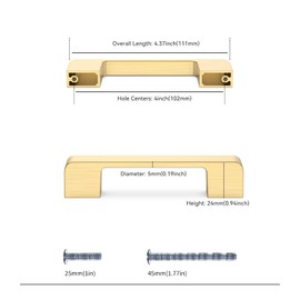 Lepatape 25 Pack 4 Inch Brushed Gold Cabinet Pulls Brushed Brass Cabinet Handles, 102mm Dresser Drawer Pulls Gold Kitchen Cabinet Hardware