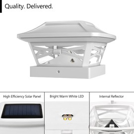 Davinci Lighting Renaissance Solar Outdoor Post Cap Lights - Includes Bases for 4x4 5x5 6x6 Posts - Bright LED Light - Pearl White (8 Pack)