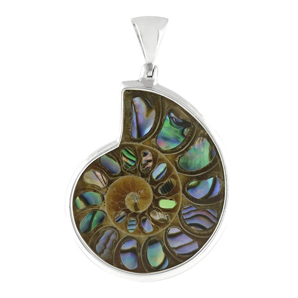 Starborn Sterling Silver Ammonite with Abalone Shell Inlay Pendant
