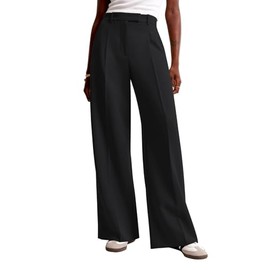 NIMIN Women Wide Leg Pants High Waisted Casual Corporate Work Trousers Business Dress Pants with Pockets Black