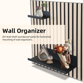 XQZMD Floating Shelves, Black Floating Shelves for Acoustic Panels, 6.77inch Wall Mounted Shelves Set, Picture Shelf Ledge, Carbon Steel for Living Room Kitchen Bedroom (9.9x3.9 inch)