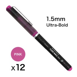 OHTO Fude Ball Bio 1.5 Rollerball Pen, Ultra-Bold 1.5mm, Water-Based Biocide Free Ink, Pink, CFR-15FBO-PK, Pack of 12