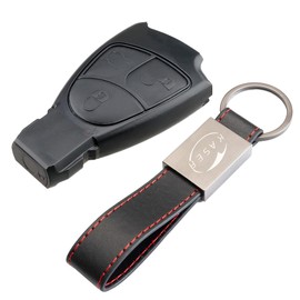 KASER Key Shell Remote Control for Mercedes 3 Buttons Car Key Remote Key for Benz Class B C e CLK SLK (without Logo) with Leather Keyring