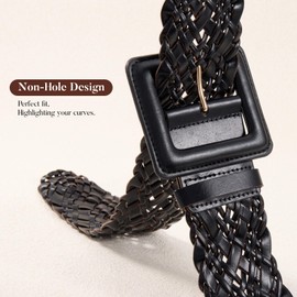 XZQTIVE Women Wide Braided Belts for Dresses Boho Leather Woven Waist Belt for Ladies