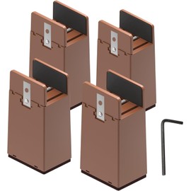 Xummi Furniture Riser 10 cm, Pack of 4 Adjustable Bed Raisers with Screw Clamp, Supports 5000 lb, Heavy Duty Chair Raisers, Furniture Raisers for Bed, Table, Chair, Sofa (Brown, 10 cm)
