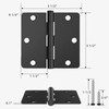 HOSOM 3 Pack Matte Black Door Hinges 3.5 Inch with