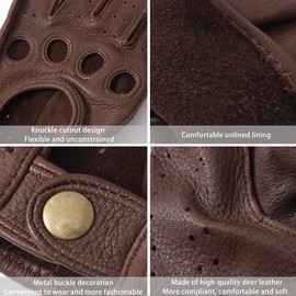 Harssidanzar Mens Leather Driving Gloves Deerskin Unlined Upgrade,Saddle,XL