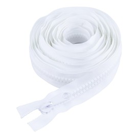SUPERFINDINGS #10 Long Zippers for Sewing 5m/5.46Yards White Heavy Duty Separating Zippers with Double Slider Large Resin Zippers Two Way Zipper Door for Sleeping Bag Tent Dog Bed Marine