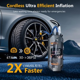Cordless Tire Inflator Portable Air Compressor-120PSI & 6000mAh Auto Shut-Off Function Air Pump, Smart Electric Air Pump with LED Light & Digital Pressure Gauge for Cars, Bikes & Motorcycle, Balls