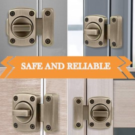 ZiYuya Bathroom Toilet Door Lock Latch, Rotate Bolt Gate Latch Sliding Door Lock, Bar Barn Door Latch for Wine Cabinet Closet Window Swivel Lock Door Lock Latch (Green Bronze)