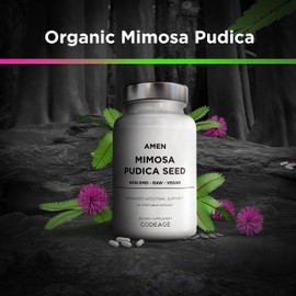 Amen Amen Organic Mimosa Pudica Seeds Capsules, 2 Month Supply, Vegan Mimosa Pudica Seed Plant Supplement - Mimosine Sensitive Plant Pills - Fat Soluble Dietary Supplement - Non-GMO & Vegan - 120 Capsules