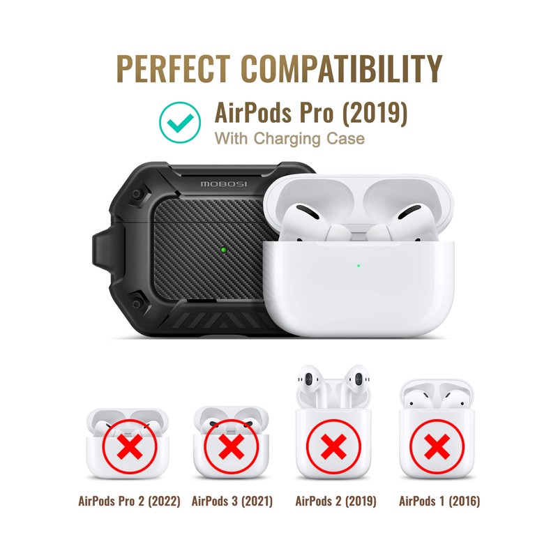 MOBOSI AirPods Pro Case, Secure Lock Clip Full Body Shockproof