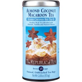 The Republic of Tea Almond Coconut Macaroon Red Rooibos Herbal Tea, 36 Tea Bag Tin