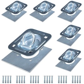 AYMMIC Recessed Tie Down D-Rings Anchor x 6 Pack, 6,000 lb. Capacity, Bolt-on, with Backing Support Plates, for Flatbed Trailer/Truck, Great for Securing Equipment, Cargo and Other Loads