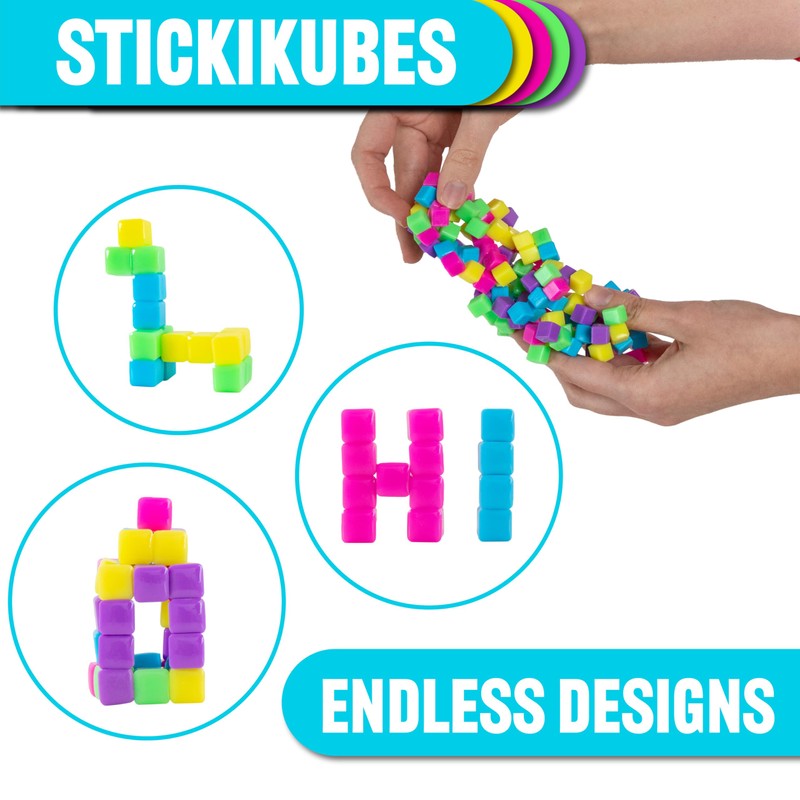 KOMARC GAMES StickiKubes, Mini Stacking Cubes That Stick to Anything,