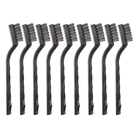 YiwerDer 9PCS Mini Wire Brushes, Stainless Steel Brush Set, Curved Handle Scratch Toothbrush, Cleaning Welding Slag and Rust