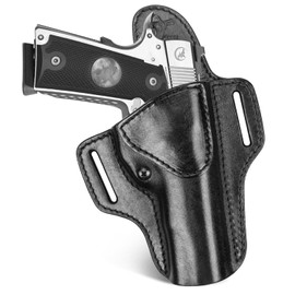 OWB Leather Holster Most 1911 5'' No Rail Handgun,Premium Leather Hanmade Holster for Outside Waistband Carry-Right Handed,Black