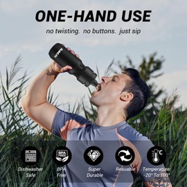 BuildLife 2 Pack Sports Water Bottle, 710ML Squeeze Water Bottle, Biking Water Bottles, BPA Free & Leakproof Cycling Bottles for Workout, Hiking, Outdoor Sports Dishwasher Safe (2pcs Black)