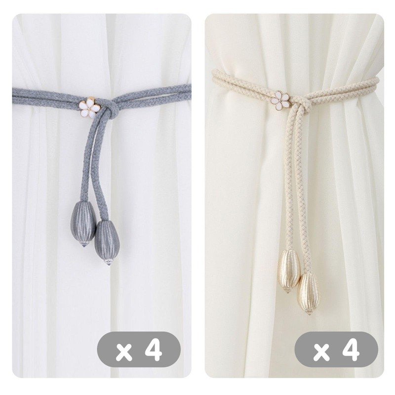 HINFHI 8 Pieces Of Hand-Woven Curtain Tie Rope, Simple And