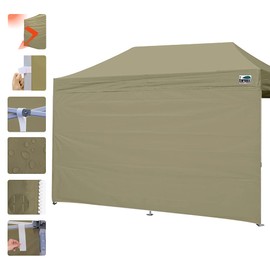 Eurmax USA Instant Canopy SunWall Camping Tent Tarp Shelter 10x20 Canopy Wall Sidewall Canopy Tent Sidewalls for Pop Up Canopy Tent,1 Pack Sidewall Only(Khaki)