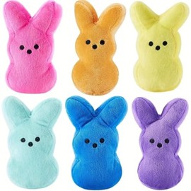 OZIF Easter Bunny Egg Pillow 15 cm for Kids Easter peep Plush Cosplay Accessories Anime Figure, Rabbit for Home Decor and Super Gift for Your Family (6 pcs)