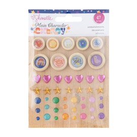 Shimelle Main Character Energy Embellishment Mix 44/Pkg Buttons, Sequins and Enamel Dots